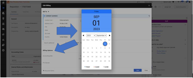 Use the calendar to select a later date