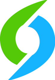 payment works logo blue and green hurricane shape