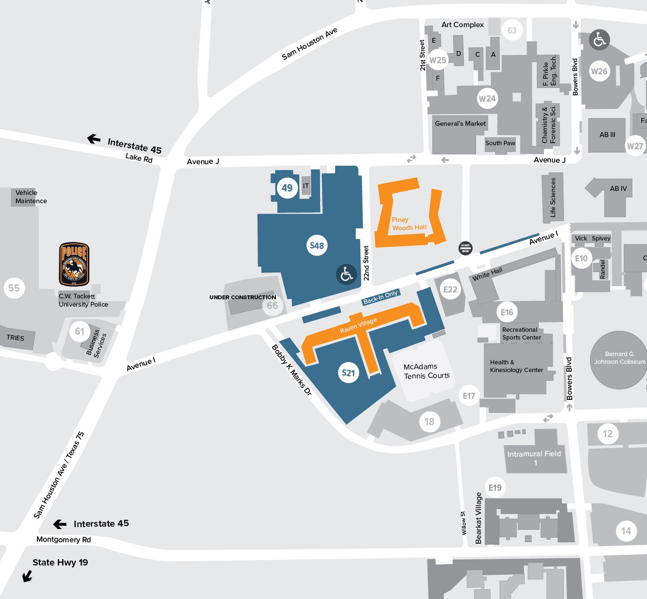SHSU Orientation Parking Map