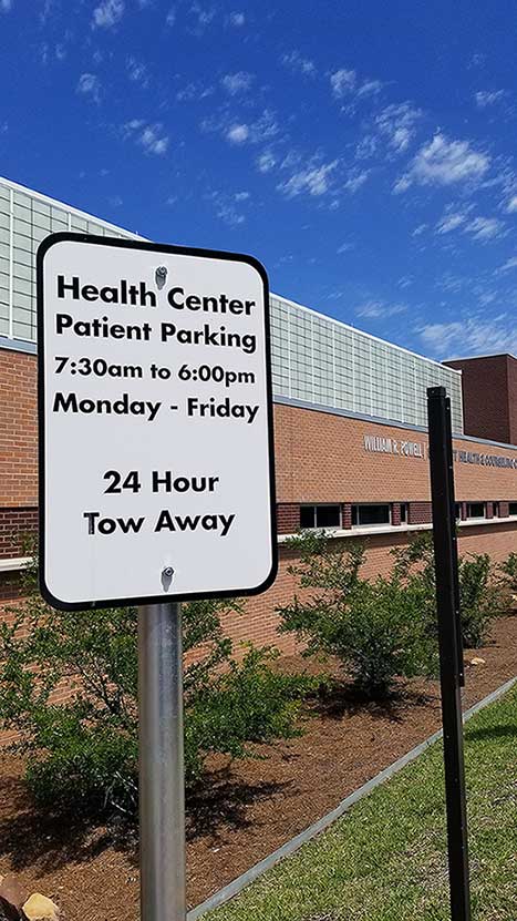 parking located in front of the health center