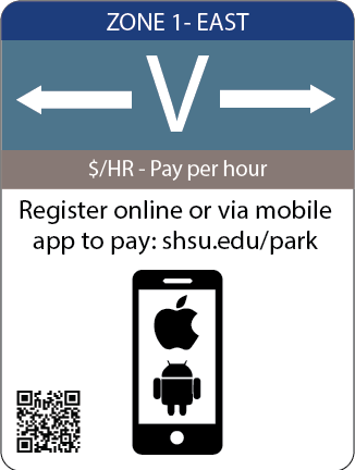 pay by hour and zone 1 sign