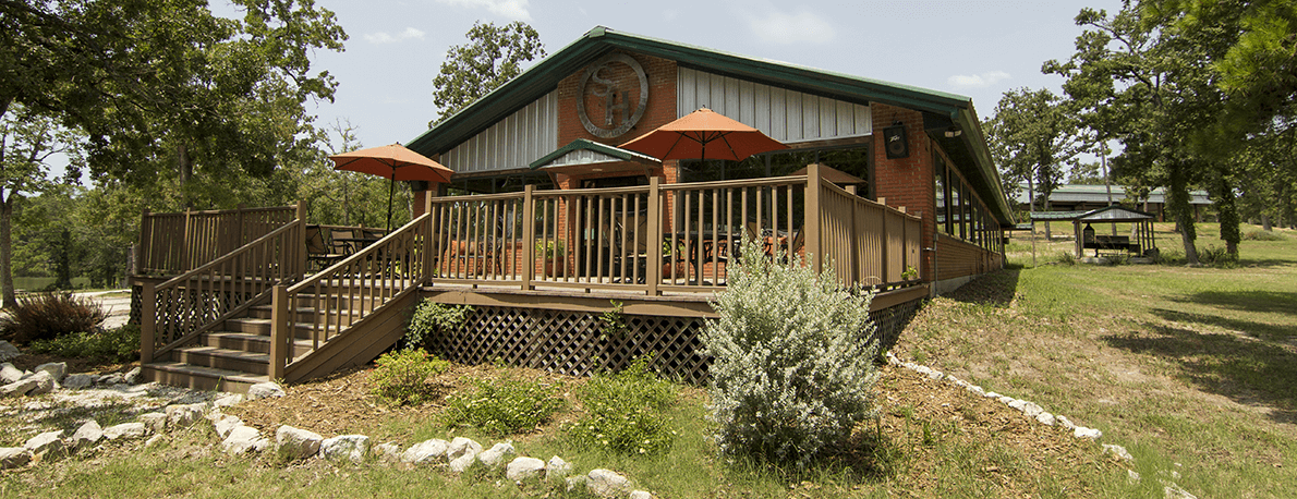 front left view of dining hall at university camp