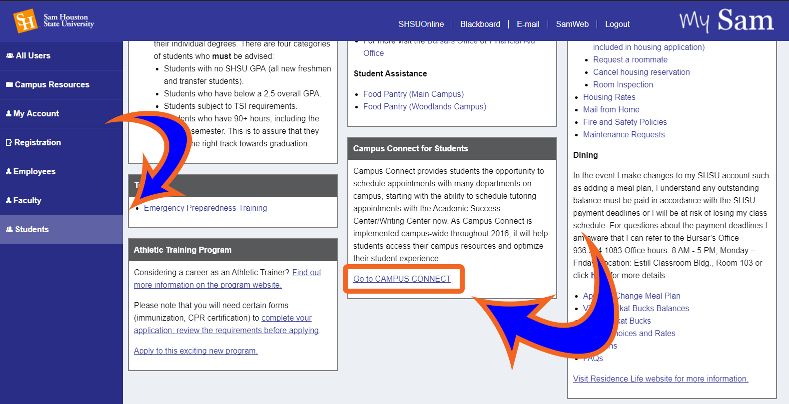 Campus Connection MySam Instructions