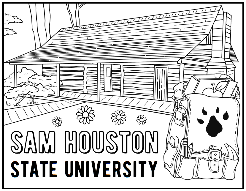 Sam Houston Cabin coloring sheet
