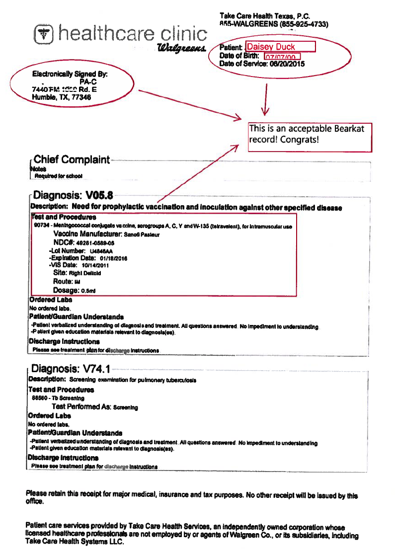 Texas Immunization Chart