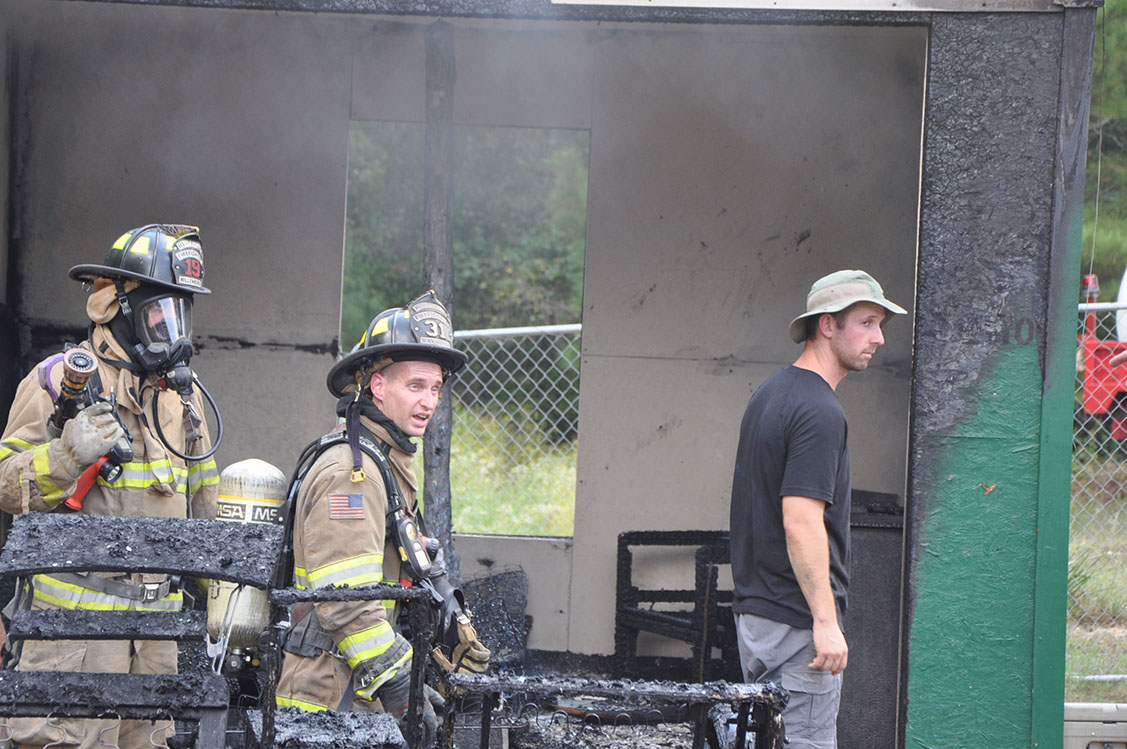 Firefighters in exercise