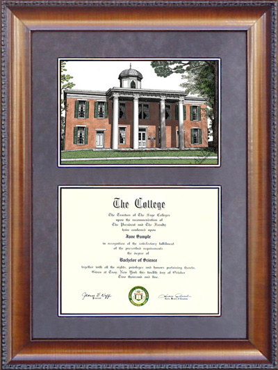 A photo of a diploma frame