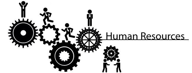 Human Resources Represented by stick figures on gears