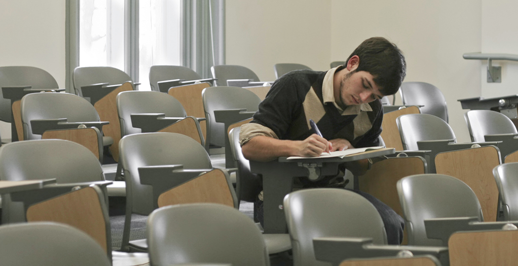 college student taking a test