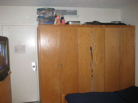 Closet in dorm room.