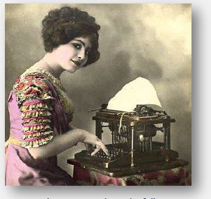 Lady using typewriter