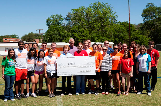 Check presentation at LEAP football game