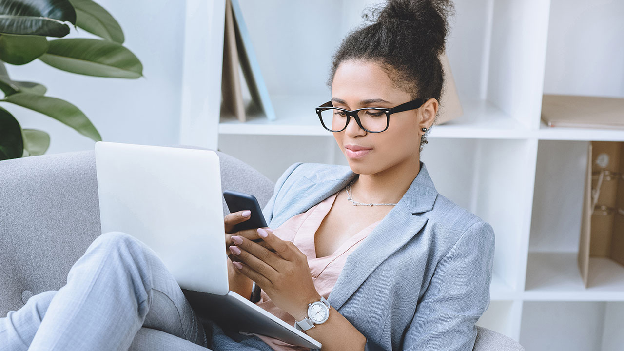 Business woman on her laptop.