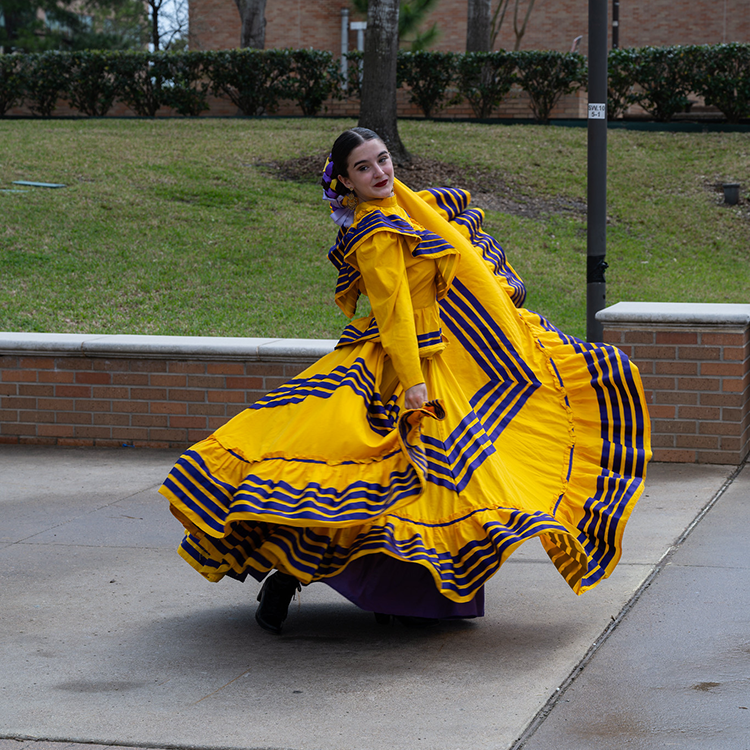 An Alma Folklórica dancer spins her dress.
