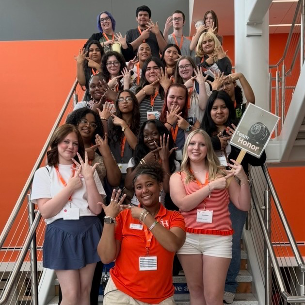 Sydney Gamarra with her Bearkat Kickoff group.