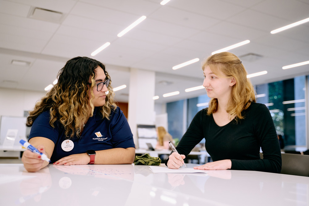 ASC coach conversing with a student client