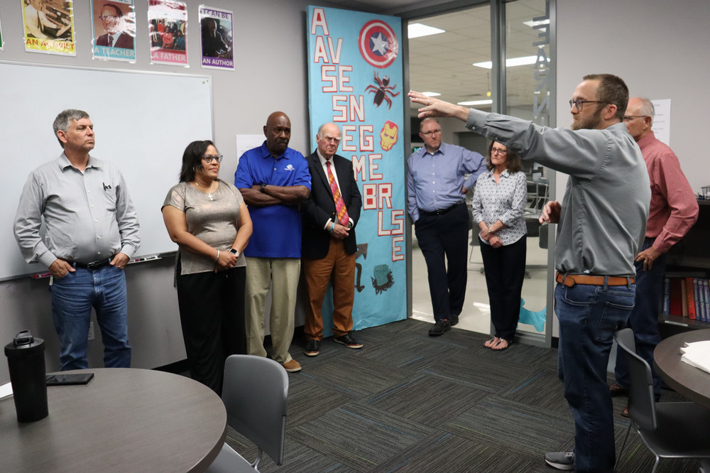 Dr. Doleshal talking to community partners