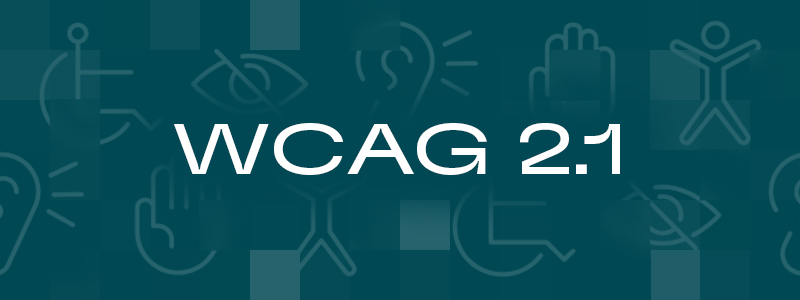 A teal graphical background with the words "WCAG 2.1" in the center of the image in a white font.