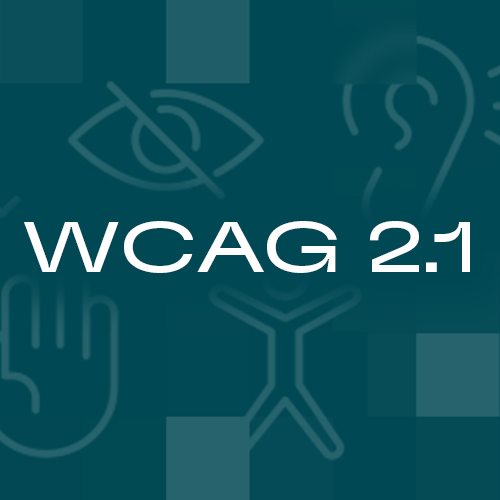 A teal graphical background with the words "WCAG 2.1" in the center of the image in a white font.
