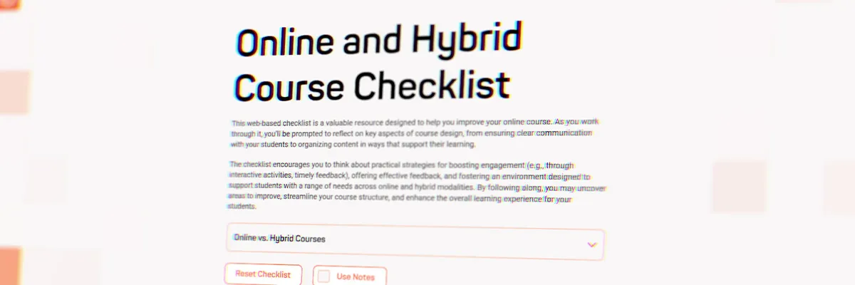 A screenshot of the Online Course Checklist