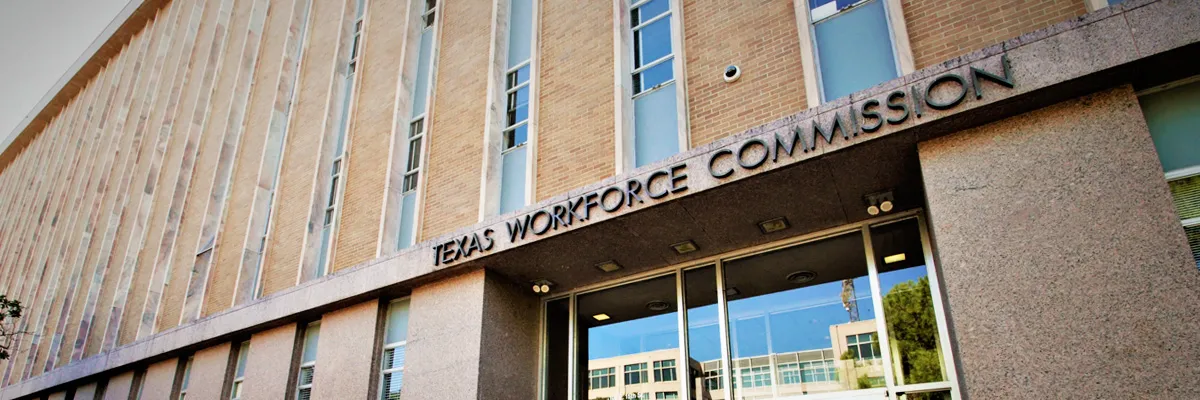 A photo of the front of a Texas Workforce Commission building