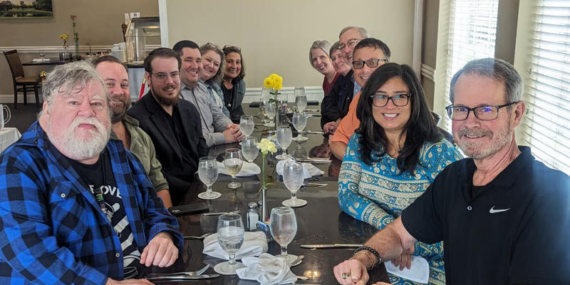 A photo of the SHSU Online admin team enjoying lunch together