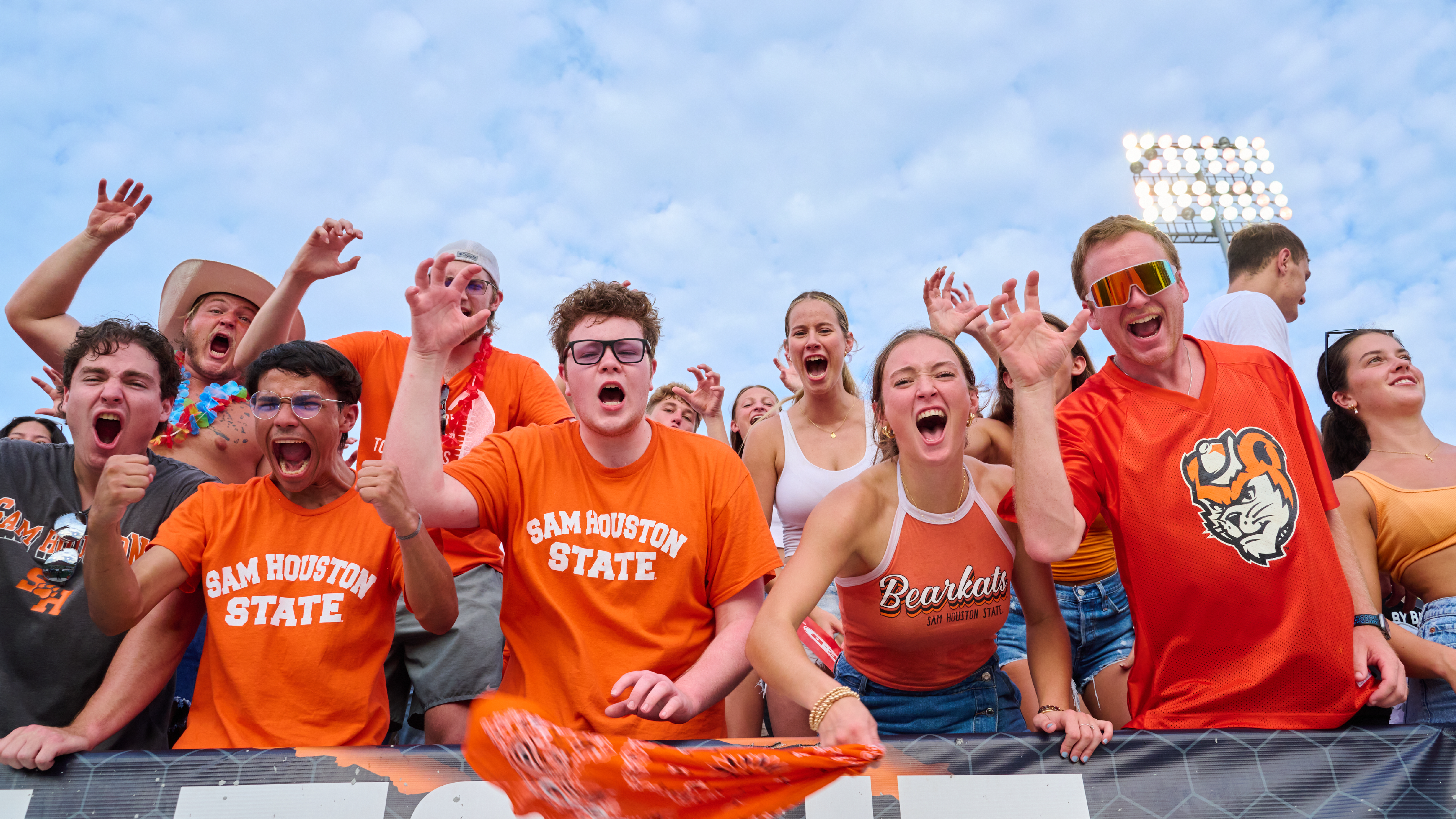 Students cheering on the SHSU football team