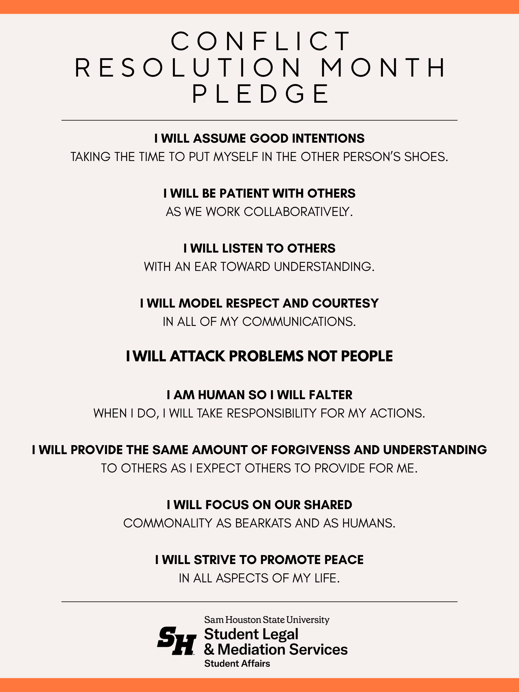 Conflict Resolution Month Pledge