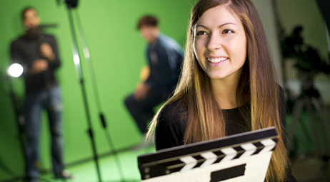 A student on a film set.