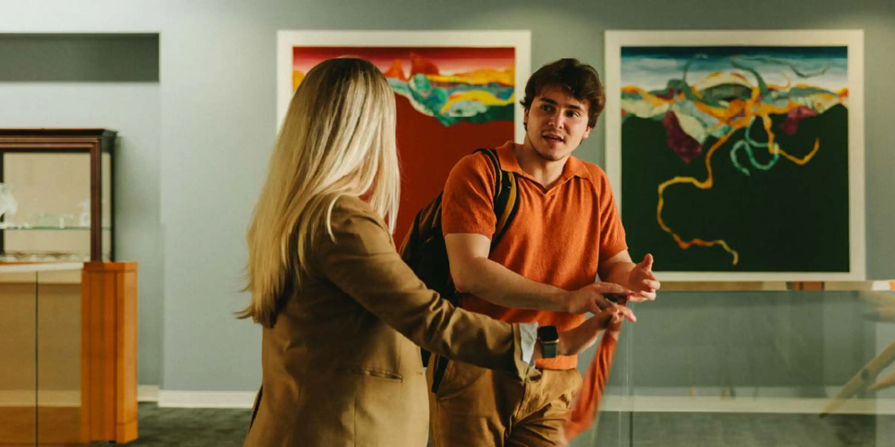 SHSU graduate students discussing coursework