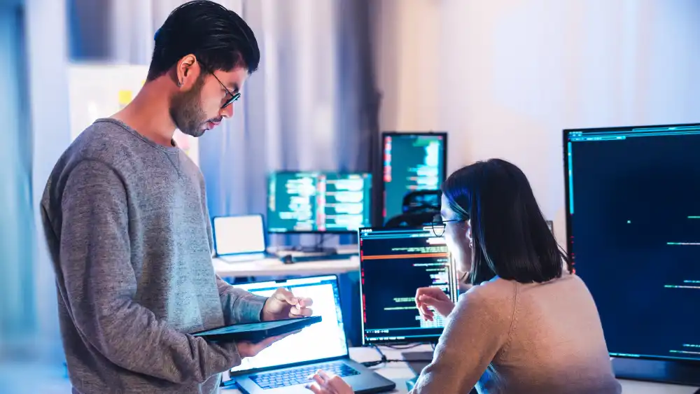 man in suit at a career fair