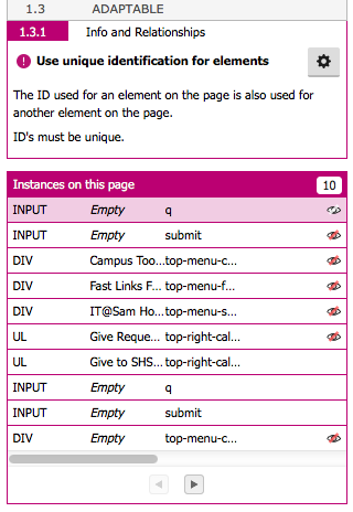 Siteimprove instances of an error example