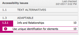 Siteimprove error example