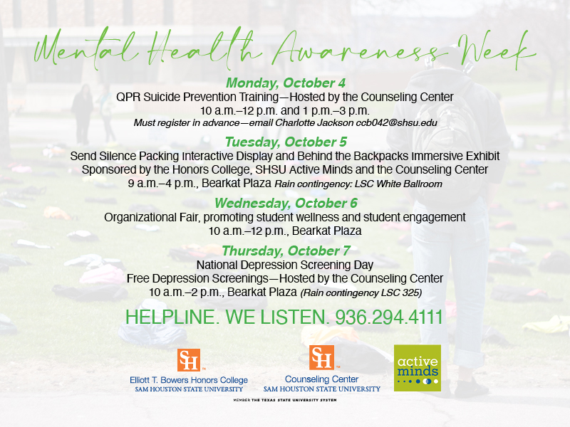 Mental Health Awareness Week Schedule