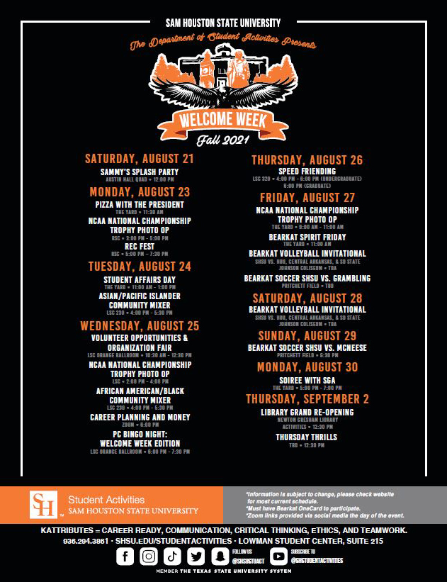 SHSU Bearkats To Campus With Fall Week Activities
