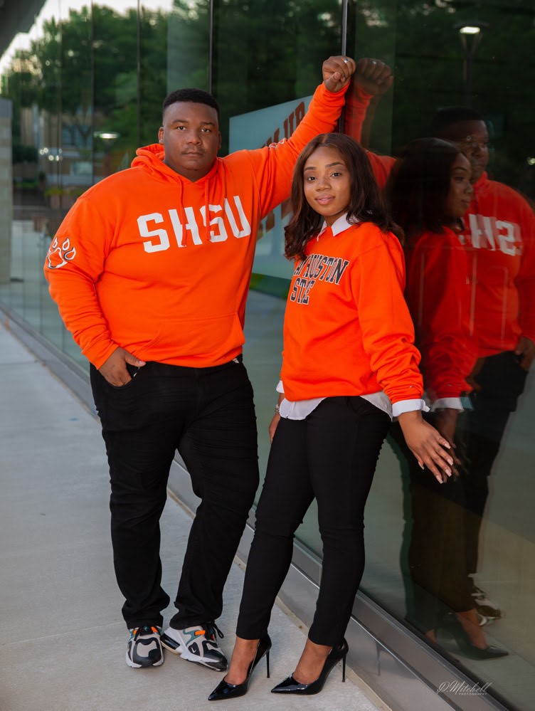 Danielle and Quenton White outside the student center