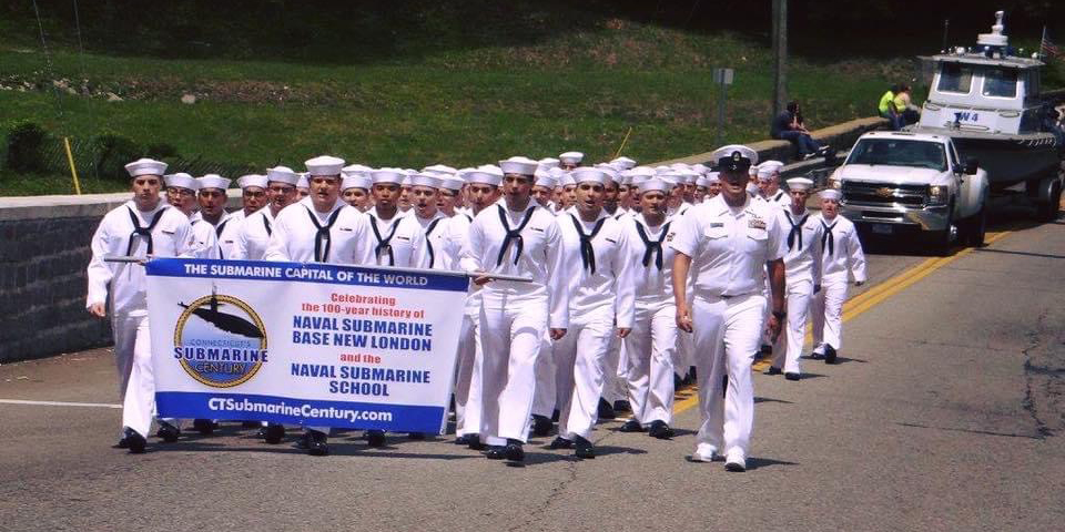 Navy Walking with Banner