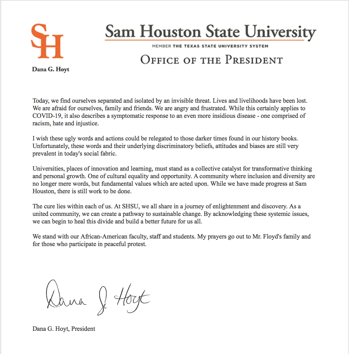 Dana G. Hoyt Statement